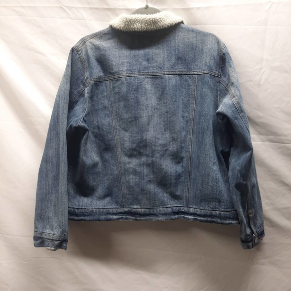 VTG JW Style Trucker style fleece collar down front Denim Coat Western Work XL - Picture 2 of 5